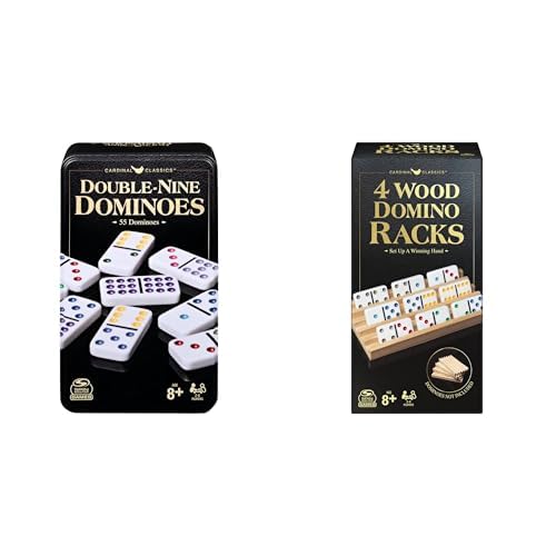 Double Nine Dominoes set con 4 soportes de madera