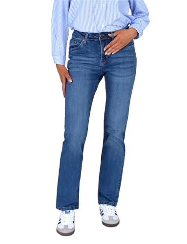 ESRA Damen Jeans Hose High Waist Jeans Damen Straight Leg Hose bis...