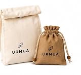 URMUA コットン収納ポーチ 2枚セット 巾着ポーチ 再利用可能 ナチュラルカラー