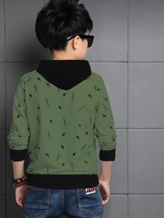 Image of LilBits Boys Regular Fit Printed Hooded Casual T-Shirt