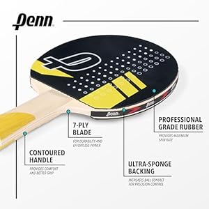 Penn 5.0 Professional Ping Pong Paddles - Choose Single Table Tennis Paddle, or Deluxe 2 or 4 Player Kit with Balls and Storage Case Penn 50 Professional Ping Pong Paddles Choose Single Table Tennis Paddle or Deluxe 2 or 4 Player Kit with Balls and Storage Case