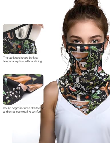 Image of FISHEAL UV Sun Protection Face Scarf Mask, Breathable Gardening Face Cover Neck Gaiter with Ear Loops Bandana for Men Women