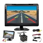 Car Reverse Camera, Reversing Camera for Car with 4.3" HD Monitor & Parking Sensors, 170° Wide Angle Night Vision, IP69 Waterproof, Plug & Play for Cars, Trucks, Buses, Vans