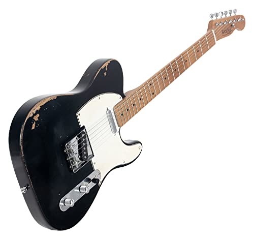 Rocktile Vinstage TL-RMBK gitara elektryczna – gitara relikowa w stylu aged – korpus: mahoń – podstrunnica/gryf: prażony klon – 2 x Single Coil Pickup – hardware vintage – czarna