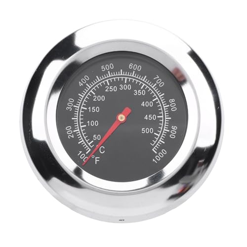 BBQ Thermometer 100-1000°F Stainless Steel Grill Oven Temperature with 76mm Large Dial Easy Installation for Home Outdoor Cooking