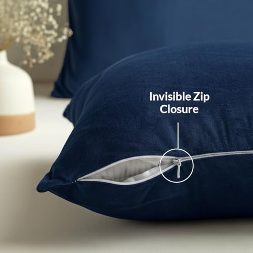 Image of HOMEMONDE Velvet Cushion Covers Set of 5-20x20 Inch Decorative Pillow Cover for Sofa, Couch, Chair, Blue
