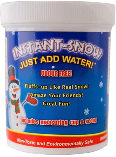 Playlearn Instant Snow Powder - Makes 2.5 Gallons - Soft & Fluffy Feel, Reusable, Super Absorbent, Long Lasting - Artificial Snow - 4.4oz Powder