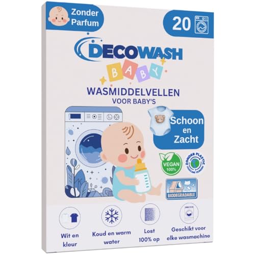 Wasmiddelvellen Baby (tot 40 wasbeurten) – Wasmiddel baby Hypoallergeen, Zonder Geur, Vegan, Biologisch Afbreekbaar, Ecologisch & Plasticvrij – Voor Gevoelige Huid, Handwas & Alle Wasmachines