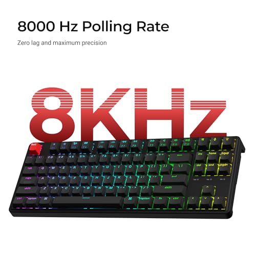 Image of Keychron C3 Pro QMK /VIA Custom Mechanical Keyboard, 8000 Polling Rate Hot Swappable Programmable 87 Keys Compact TKL Layout Gasket Mount, RGB Backlight Wired Gaming Keyboard with Super Banana Switches
