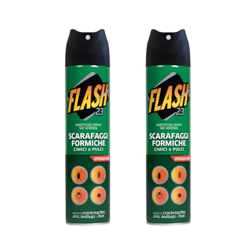 Insetticida Flash Scarafaggi, Formiche, Cimici, Pulci, Azione immediata - 250ml - Uso Domestico- 2 pezzi