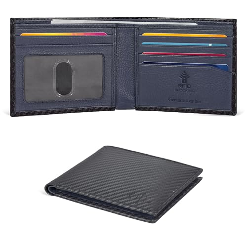 Image of Oak Leathers Slim Leather Wallet for Men - RFID Wallets Credit Card Holder Ultra Thin Gift for Mens, Front Pocket Minimalist Design