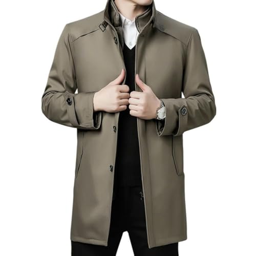 Gabardina para hombre con forro interior y cuello alto para otoño e invierno