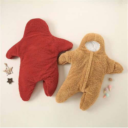 Image of Baby Starfish Onesie, Thick Fleece Wearable Starfish Baby Onesie, Newborn Starfish Swaddle Bag