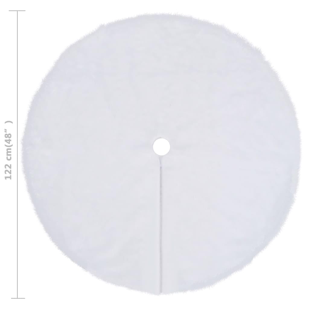 Jupe de sapin de Noël blanche en fausse fourrure 122 cm avec dos non tissé, couverture de support d'arbre, tapis pour sapin de Noël, décoration de Noël pour salon, intérieur en hiver