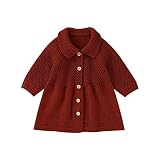 Haokaini Kleinkind Baby Mädchen Strickpullover Häkeljacke Umlegekragen Knopfleiste Strickjacke Mantel Oberbekleidung