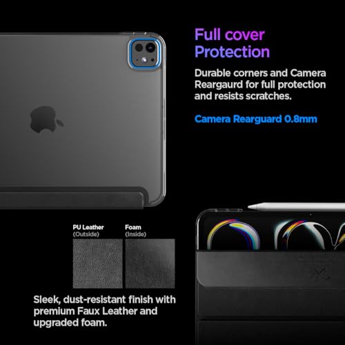 Spigen for iPad Pro 11 inch Case M5/M4 (2025-2024), Liquid Air Folio Protective Tri-Fold Cover with Transparent Back, Black by Spigen - Image 5