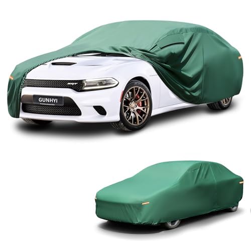 Car Cover Waterproof All Weather, 16-Layer Heavy Duty Full Exterior Cover with Vents, Spare Windproof Straps & Towel, Winter Snow/Rain Protection, Fit