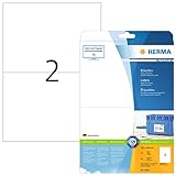 HERMA 5064 Universal Etiketten DIN A4 groß (210 x 148 mm, 25 Blatt, Papier, matt) selbstklebend, bedruckbar, permanent haftende Adressaufkleber, 50 Klebeetiketten, weiß