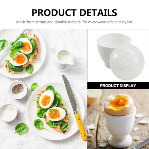 Lurrose Taza de Huevo al Vapor para Microondas 10 Piezas Blanca, Vaporera de Huevos Antiadherente Resistente al Calor, Cocedor Multifuncional para Cocina, Molde para Postres y Gelatina - imagen 7
