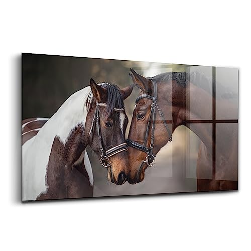 Décoration murale chevaux amoureux forêt peinture sur verre coloré 120x60cm Wallfluent