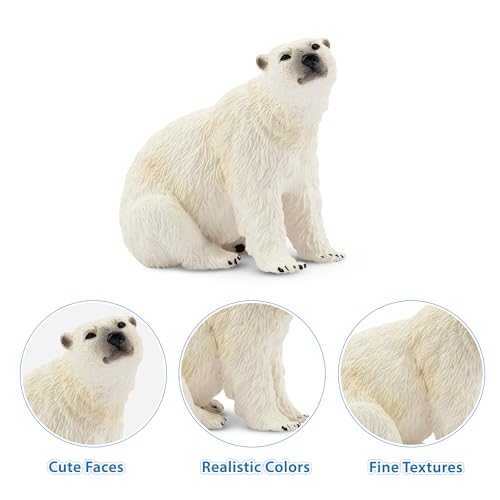Image of Toymany 6PCS Polar Bear Figurines Toy with Polar Bear Cub, 2-4 inch Realistic Plastic Arctic Animals Figures Family Set for Christmas Educational Toys Cake Toppers Birthday Gifts for Kids