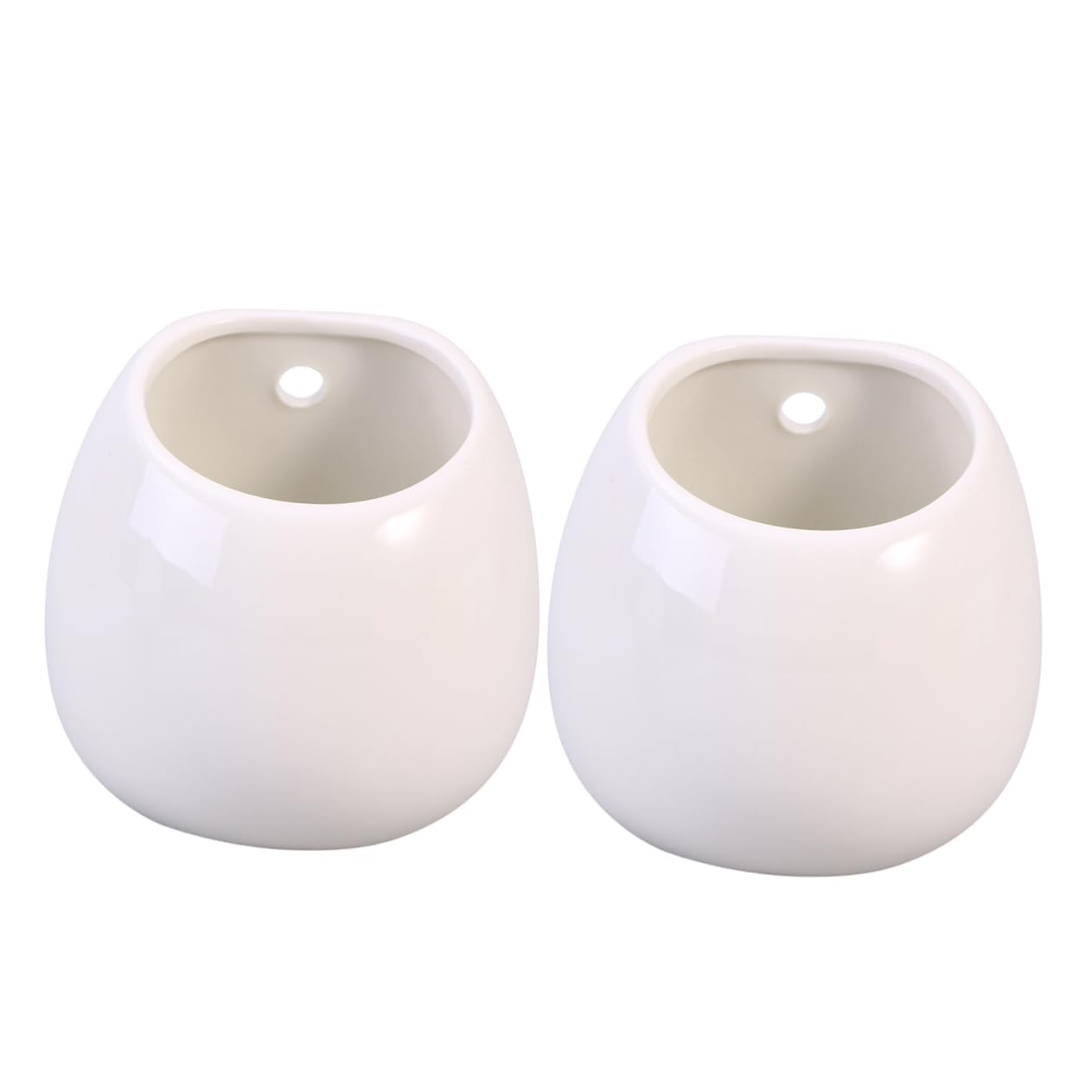 Pots céramique blanche suspendus pour succulentes, fleurs et déco murale balcon