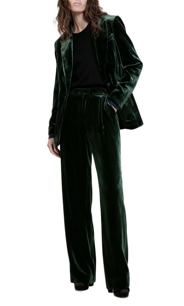 Velvet Suit for Women 2 PC Double Breasted Business Pants Suit Formal Tuxedos Prom Outfit