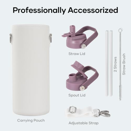Image of BUZIO Triple Wall Vacuum Water Bottle with Dust-Proof Straw & Spout Lids