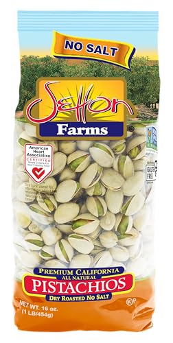 Setton Farms Dry Roasted and Unsalted Pistachios Premium California In Shell Pistachios No Salt 1 pound Bag (16 Ounce) Certified Non-GMO Gluten Free Vegan and Kosher