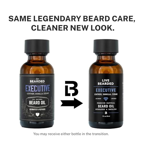 Live Bearded Beard Oil, 1 fl oz - Premium All-Natural Jojoba - Made in the USA - Hair and Skin Care for Men with Dry, Flaky Patches | Executive Scent - Cedar, Vanilla - Image 3