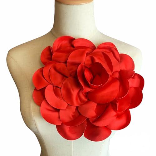 Image of Heyiwell Large Satin Fabric flower for Brooch Pin Wedding Party Dance Dress Suit Clothes Head Hair Accessories DIY Decor 9.45 inchInch