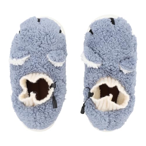 Pantoufle chauffante électrique en peluche coton bleu lot de 2