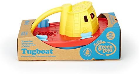 Green Toys Tugboat (Yellow Handle) - Bath and Water Toys, Multicolor, 11.4 x 23.5 x 11.5 cm