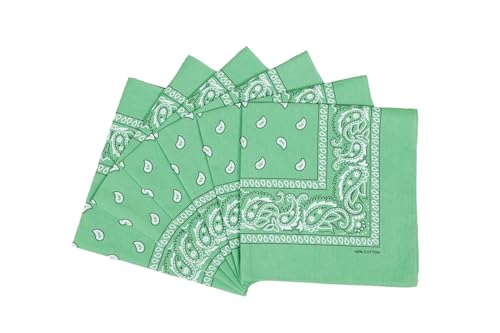 FANNI YOUPIN 100% Cotton Fine thick Bandanas/Fashion Scarf for Men & Women Paisley printed (6, Lime)