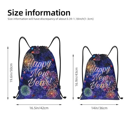 Happy New Year Christmas Drawstring Backpack Bags for Women Men Adjustable Reusable Cute Sports Beach Swimming Travel4