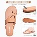 FITORY Womens Flat Round Sandals With Casual Fashion Slides and Flip Flops Split Toes Style for Lady Summer Camel Size 9