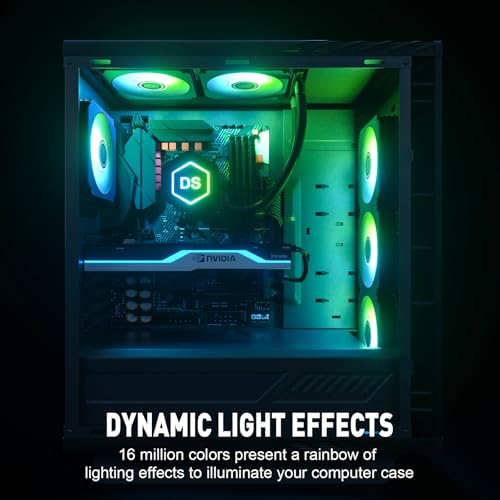 DS leddess Axis Light RGB LED 120mm 6 Pack RGB Case Fan with Remote Control for PC Case, Computer CPU Cooling, Heat Sink Systems (8th Gen Hub Box, E Series) - Thumbnail 7