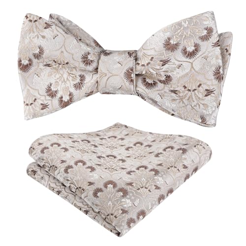 Image of Alizeal Mens 2pcs Floral Pattern Bow Tie Set | Self-tied Pocket Square Colorful Perfect for Weddings Proms Business