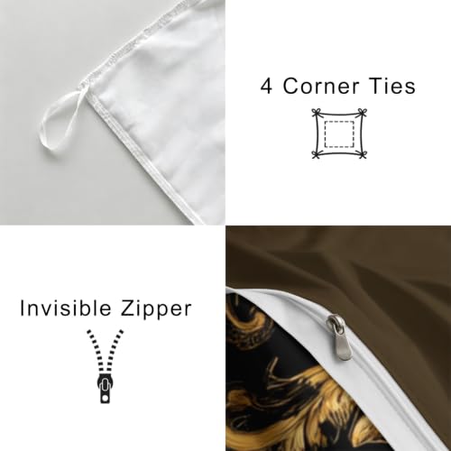 Parure de lit zippée noir lavable en machine pour lit simple - 7