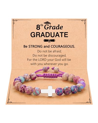 Image of UPROMI Cross Bracelet for Girls Baptism Communion Confirmation Gifts, Kindergarten /Preschool /5th Grade /8th Grade Graduation Gifts
