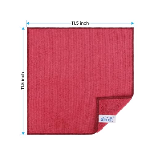 HOMEXCEL Red Microfiber Cleaning Cloth, 12 Pack Premium Microfiber Towels for Cars, Lint Free, Scratch-Free, Highly Absorbent, Reusable Cleaning Rags for Car, Household, Kitchen, Window, 11.5"X11.5"