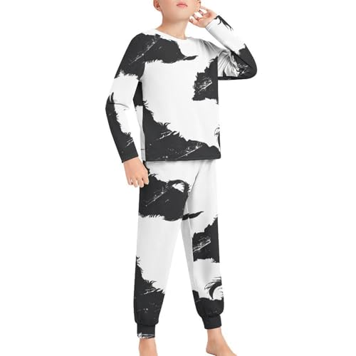 West Highland Terrier SilhouettesBoys Casual Comfort Pajamas, Long Sleeve Pajama Set140CM