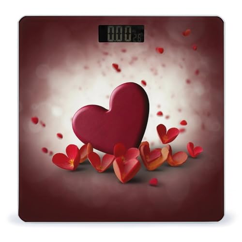 Báscula digital para baño Hearts with Love de vidrio templado