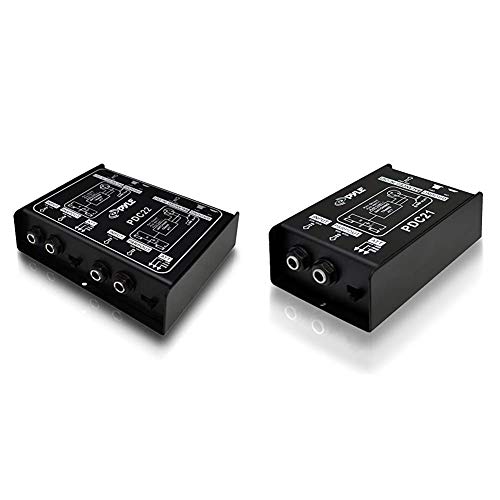 Pyle Premium Direct Injection Audio Boxes - Passive DI Unit Hum Eliminator w/Input Attenuator to Connect Guitar and Bass w/ 1/4'' Impedance Transformer Connector to Balanced & Unbalanced XLR