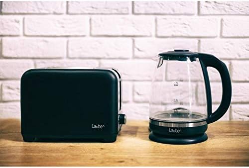 Lauben Electric Kettle EK17BG and a toaster side by side on a wooden counter