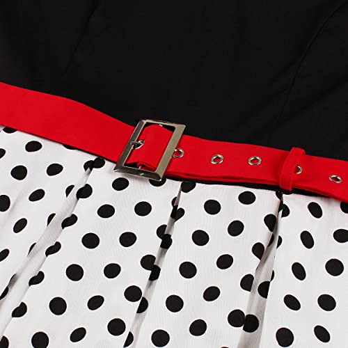 Image of Women 1950s Vintage Short Sleeve Peter Pan Collar Retro Swing A Line Midi Summer Dress Cocktail Party Evening Prom Gown