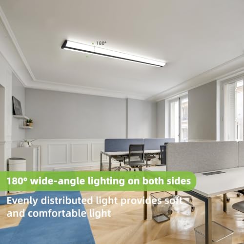 Image of hykolity 4FT 5'' W LED Wraparound Light with 55W /65W /75W, 3000K /4000K /5000K | 5500LM-7500LM,Low Profile Design, No Glare, Flush Mount Ceiling Light for Office, Kitchen,Laundry Room, ETL, 4 Pack, Black