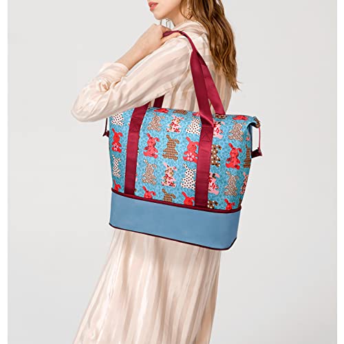 HUA ANGEL Women Travel Duffel Bag Lightweight Sport Gym Bag Waterproof Weekend Overnight Bag with Wet and Dry Separation Pocket for Travel Gym Training Yoga Fitness Swimming - Image 2