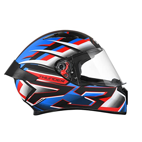 Image of Studds Thunder D6 Full Face Helmet with Clear Visor (Matt Black White N1, L)