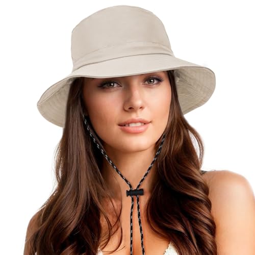 Durio Sonnenhut Damen Fischerhut Anglerhut Bucket Hat Regenhut Damen Wasserdicht Herren Faltbar Tragbar Outdoor Sommerhut Hellkhaki